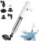 Desatascador de Tuberías con Aire Comprimido, Eléctrico desatascador WC, Desatascador de Inodoro con Barómetro, 4 Cabezas de Pistón e Inflador para Inodoro, Lavabo, baños y cocinas