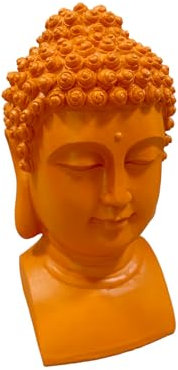 Florissima Buddha Kopf Pink/Orange – 38cm Hochwertige Deko-Statue – Zen-Dekoration für Innen & Außen aus Kunststoff – Auffällige Buddha-Figur für Wohnzimmer, Garten & Meditation (Orange)