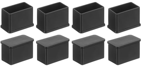 QUARKZMAN 8 Stück 15x30mm Rechteckige Stuhlbeinkappen, Möbelfuß-Endkappenabdeckungen Bodenschützer für Tisch, Stuhl, Maschinenfüße (Schwarz)