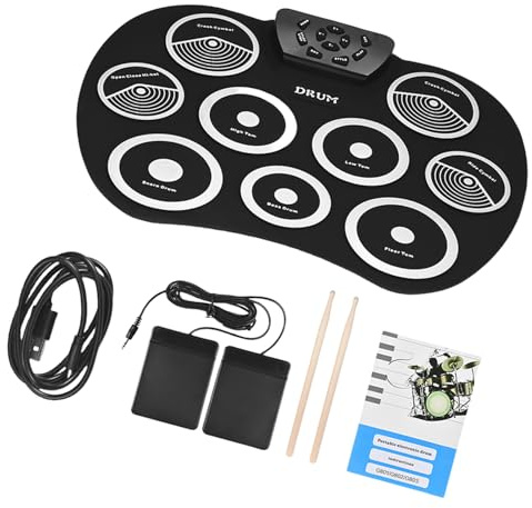 Elektrisches Schlagzeug-Set, 9 Drums für Kinder, Übungspad, elektronisches Schlagzeug-Set mit eingebauten Lautsprechern, Drumstick, Kopfhörer-Out-Buchse