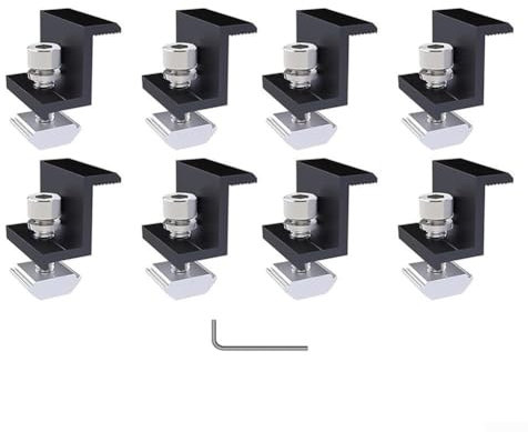 Lot de 8 pinces de fixation pour panneau solaire avec clé à fente M8 - Installation facile et sécurisée pour modules solaires (30 mm)