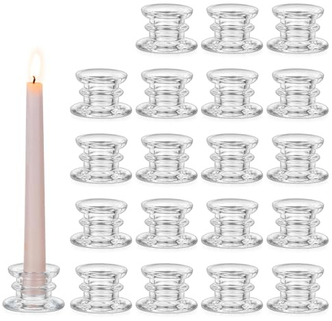 Glasseam Kerzenhalter Stabkerze Kerzenständer Glas: 20er Set Kerzenständer Stabkerzen Klein Stabkerzenhalter für Tischdeko Klar Kerzenhalter für Stabkerzen Hochzeit Weihnachten Geburtstag