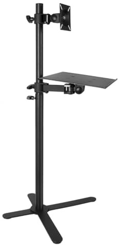 YJEUZCD Fernseher Stand Für 12-27 Zoll Bildschirme, Höhe Einstellbar Tragbar Fernseher Boden Stand Mit Regal, Heim Büro Drehbar Bildschirm Stand(160cm)