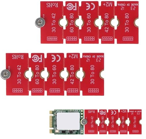 MEKEET JMT NGFF NVME M2 M2PLUS SSD Extension Bracket Card Plate, Red, 2PCS | 2230 to 2280 Adapter Card, 2230, 2242, 2260, 2280, Extended Transfer Long Size Change, For M.2 U.2 M3 M.3 SSD
