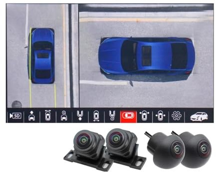 Reversing Camera 3D AHD 1080P 360 Degree Car Camera System Around View Bird View 4CH Recorder Auto DVR For Car Player With Wireless Knob(None)