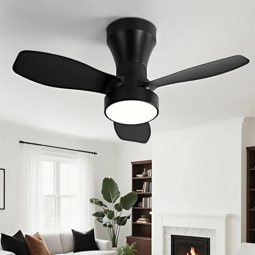 HARPER LIVING Ceiling Fan Light with Remote, 40W 2100LM LED Dimmable Fan Lamp, 3 Colours, 3 Speeds & 2 Timers, Detachable Compact Fan Light Ceiling for Bedroom Living Room Home Office, Black
