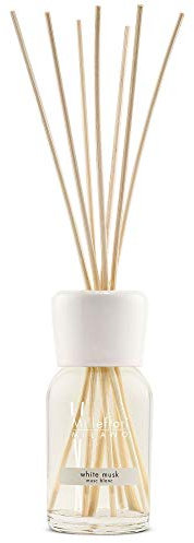 Millefiori White Musk Raumduft Diffuser 100 ml Natural inklusive hochwertiger Balsaholzstäbchen, Plastik, Weiß, 7.6 x 26.1 x 6.6 cm