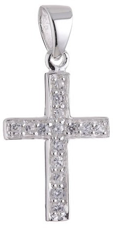 Vinani Anhänger Kreuz schmal Zirkonia weiß Sterling Silber 925 AKS-EZ