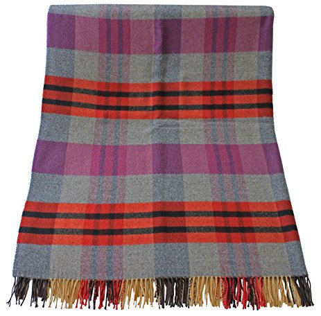 Rotfuchs Decke Wolldecke Kuscheldecke Plaid Wohndecke Karo flieder grau 100% Wolle (Merino)