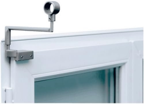 Meilleures ventes - Support de Tringle à rideaux sans perçage sur fenètre à double battant, Ø 20 mm, métal Satin Nikel