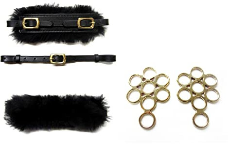 PS Pferdeartikel Set Gebisslose Zäumung Hackamore Flower Gold - Echt Schaffell Farbe Schwarz mit goldenem Beschlag