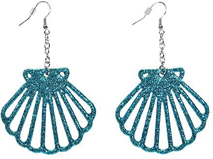 W WIDMANN MILANO Party Fashion 12464 - Ohrringe in Muschelform, Glitter, Meerjungfrau, Schmuck, Karneval, Mottoparty