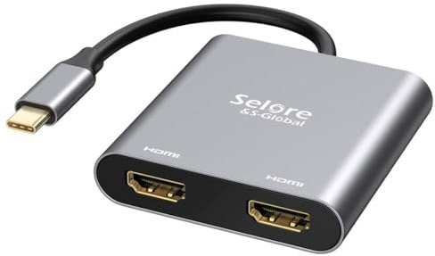 USB C to Dual HDMI Adapter 4K @60hz,Type C to HDMI Converter for MacBook/MacBook Pro 2019/2018,MacBook Air,Chromebook Pixel,LenovoYoga 720/730,Dell XPS 13,Surface Book 2,Samsung Galaxy, etc