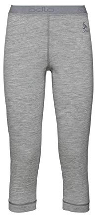 Odlo Damen Funktionsunterwäsche 3/4 Hose 100% MERINO 200 GRAMM, grey melange - grey melange, XL