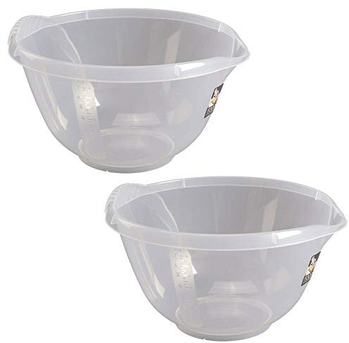 Wham 12181 Cuisine Clear Plastic Mixing Bowl 4 Litre 30x28x16cm (2 Bowls)