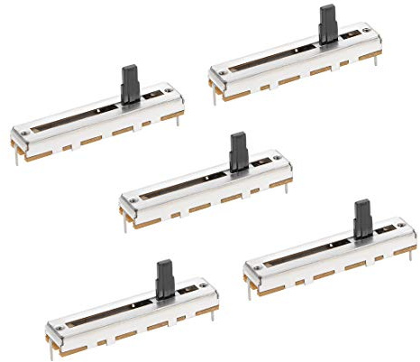 uxcell 5pcs Fader Variable Resistors Mixer 45mm Straight Slide Potentiometer B10K Ohm Linear Potentiometers for Dimming Tuning
