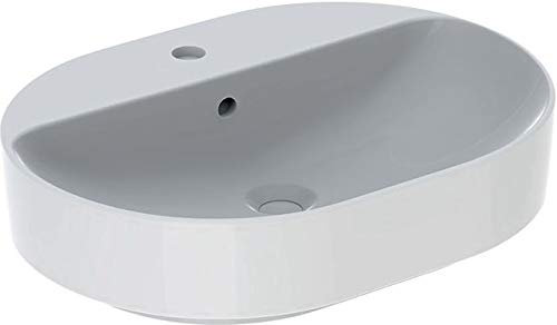 Geberit VariForm Aufsatzwaschtisch elliptisch, 600x450mm, mit Hahnloch, mit Überlauf, 500.777.00.2, Farbe: Weiß