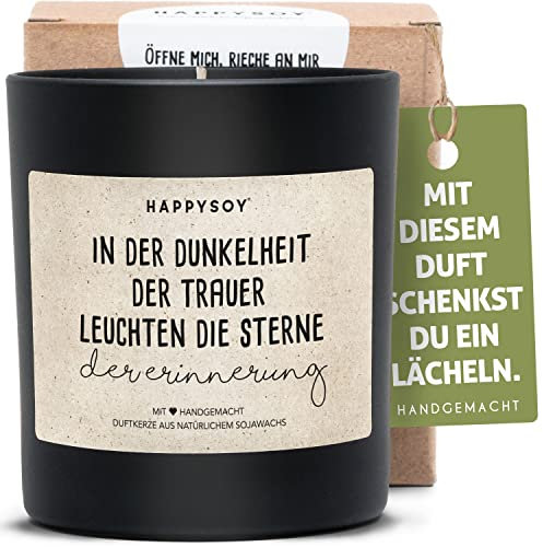 Beileid aussprechen - Kerze im Glas mit Trauerspruch und Duft - aus Sojawachs, handgemacht - nachhaltiges persönliches Geschenk Kondolenzgeschenk - Trauerkerze als Erinnerung