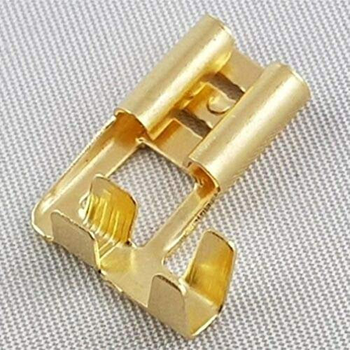 25 x 4,8 Kabelschuhe Flachstecker 90° gewinkelt, Auto Bastler PKW Crimp Krimp vergoldet gold hitzebeständig bis ca. 120 grad