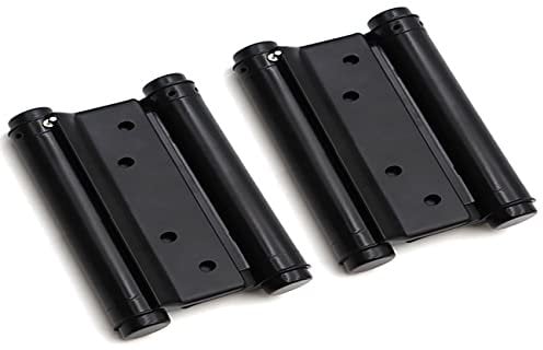 2Pcs 75mm Cafe Saloon Door Hinges Black with Screws Double Action Spring Hinge Stainless Steel Self-Closing 3''