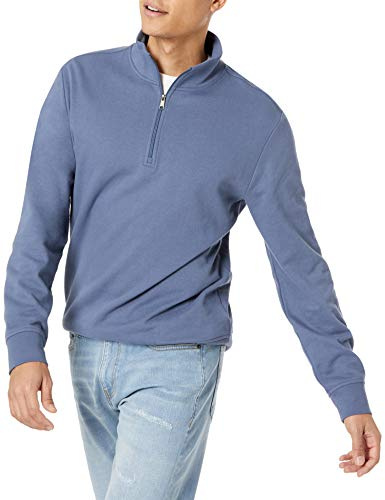 Amazon Essentials Men's Lightweight French Terry Quarter-Zip Mock Neck Sweatshirt, Indigo, XXL