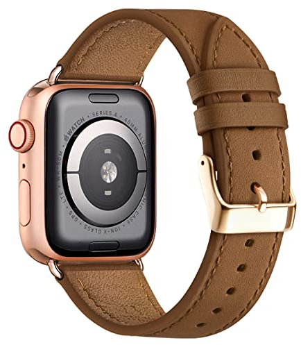 QAZNZ Leather Straps for Apple Watch Strap 40mm 41mm 38mm 42mm(Series 10), Men Women Replacement Genuine Leather Strap Series 10 9 8 7 6 5 4 3 2 1 & iWatch SE,Ultra Ultra 2