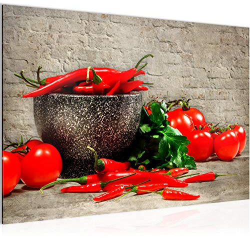 Runa Art Bild Küche - Gemüse Modern Wandbilder Esszimmer Küchenbilder 1 Teilig - Made In Germany - Ziegel Braun Rot Flur 005815a