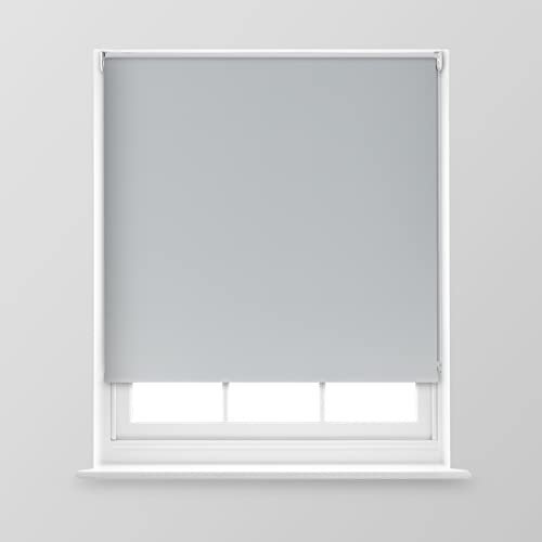 A.Unique Home Premium Trimmable Thermal Blackout Roller Window Blind in a Variety of Colours and Sizes Ideal for any Room - 3FT - Grey - 90cm (W) x 170cm (L) | 35.4 (W) x 66.9 (L)