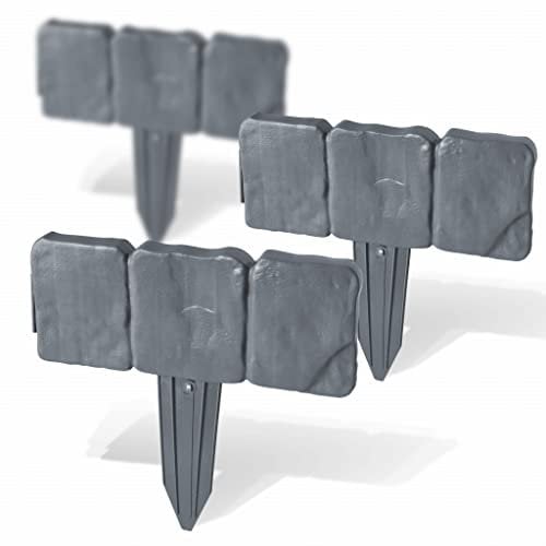 Prime Garden® SplitStone Palisade - Bordo decorativo per giardino, effetto pietra, 2,5 m, colore: grigio