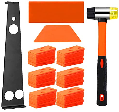 Laminate wood Floor installtion fitting tools, Laminate Wood Flooring fitting installing tools kit for Laminate Floor, 60 Spacers 35mm Reinforced Double-Faced Mallet Rubber Floor Spacers Tapping Block