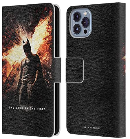 Head Case Designs Offizielle The Dark Knight Rises Batman-Plakat Wichtige Kunst Leder Brieftaschen Handyhülle Hülle Huelle kompatibel mit Apple iPhone 14