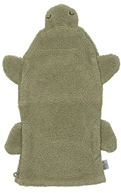 LÄSSIG Kinder Spiel-Waschhandschuh Waschlappen Frottier Stoff Baumwolle/Play Wash Glove GOTS Turtle