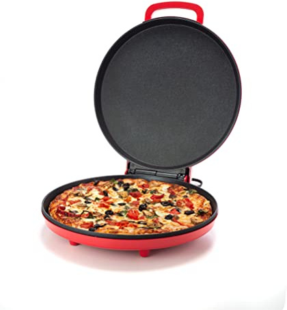 Zenith Versa Grill - Máquina antiadherente para hacer pizzas para el hogar, Calzone, horno de pizza se convierte en parrilla eléctrica para interiores, rojo