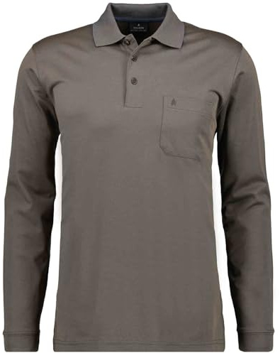 RAGMAN Herren Softknit-Polo mit Brusttasche, Langarm