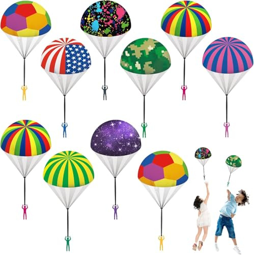 Ynybusi 10 Pcs Parachute Toys for Kids, Cool Outdoor Flying Toys Parachute Men for 3 4 5 6 7 8 9 10 Year Old Boys Kids, Best Easter Basket Stuffers Valentines Gifts Idea 2026 for Kids Party Favors
