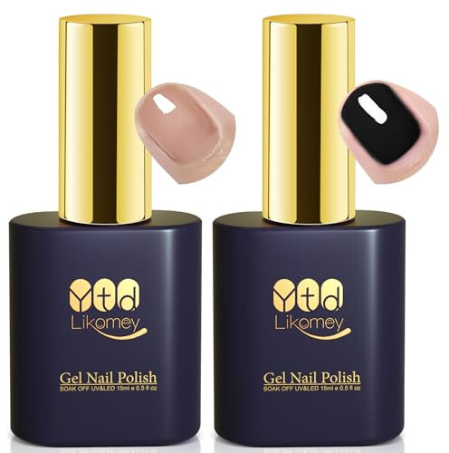 YTD Likomey Gel Nail Polish Base and Top Coat Set,2 Pcs 15ml Shine Gloss Nail Gel No Wipe Top Coat and Base Coat Kit