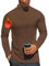 Ekouaer Herren Unterhemd Langarm Shirt Rundhals Unterwäsche Oberteil Thermo Langarmshirt Winter Warm Top Braun XL