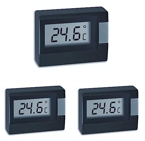 TFA Dostmann digitales Thermometer 30.2017.01, klein und handlich, Temperaturmessung innen, schwarz, L 54 x B 16 (30) x H 39 mm (Packung mit 3)