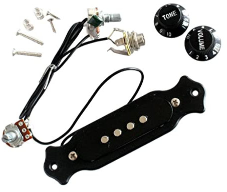 Micro de guitare Cigar Box 4 cordes pré-câblées - Sensible à la carte son, micro magnétique de classe A sans bruit avec contrôle du volume et de la tonalité - Installation facile