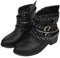 luoluoluo Damen Stiefeletten Biker Boots - Stiefel mit Nieten Blockabsatz - Bequeme Herbst Winter Frauen Schuhe Schnallen Vintage Cowboy Stiefel Damen Ankle Boots Frauen Stiefeletten