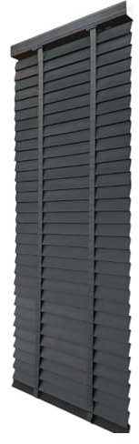 Ruby deals Tape Fauxwood wooden Grain venetian blinds 50mm Embossed Slats Trimmable Easy fit Windows blind Included Fittings 120cm width x 150cm Drop dark grey