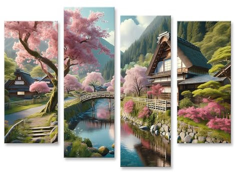 islandburner Quadro su tela Foto realistico Giappone Fiore di ciliegio Curve dolci Immagini Murali Poster