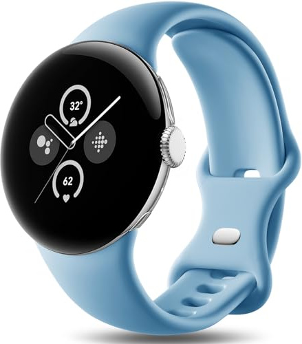 Easuny Armband Kompatibel mit Google Pixel Watch 2/1 Armband/Pixel 3/4 41mm | Verstellbares Weich Silikon Sport Ersatzarmband für Google Pixel Watch 3/4 41mm Armband für Damen Herren, Groß Blau
