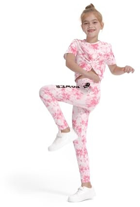 PATPAT Mädchen Bekleidungssets Batik Sommer, Geschenk Einschulung Schulanfang, Kurzarm T-Shirt und Lange Hosen Mädchen Kinder Kleidung, Sport Freizeit Komfort Kinderkleider Sportanzug 5-12 Jahre