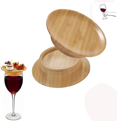 JJKTO 2024 New Wine Glass Charcuterie Boa，Food Tray Ornaments Above Wooden Wine Glasses Food Trays, Individual Charcuterie Boards with Wine Glass Holder,Charcuterie Wine Glass Topper Plates