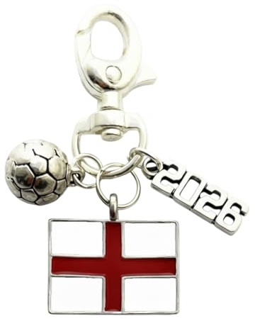 Libby's Market Place England 2026 Football English Flag Keyring with Organza Gift Bag