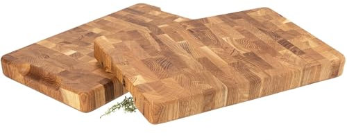 Stirnholz Hackblock aus Eiche | 50x30x4 cm mit Griffmulden
