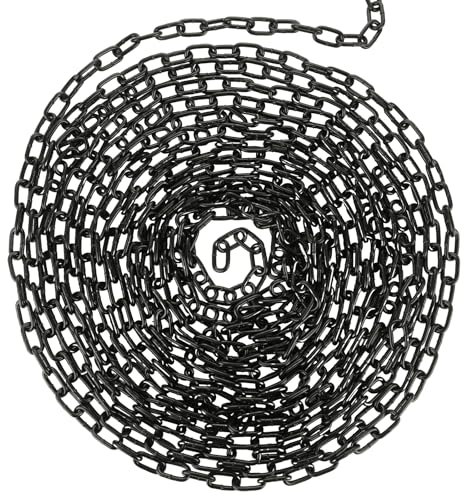 AKOLAFE 26.2 ft Long Black Chain Link 3/16 Heavy Duty Chain Bulk Decorative Chain for Hanging Hammock Chair Metal Porch Swing Chain Kit Carbon Steel Gate Chain for Outdoor Fence Boxing & Punching Bag