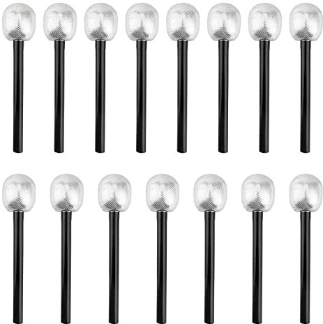 Jrpzcv 15 Pack Toy Microphone Stage Mic Silver Glitter Microphone for Cosplay Stage Play Rock Star Prop Karaoke Theme