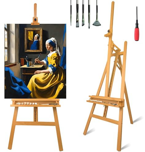 Vermeer Profi-Klappstaffelei, höhenverstellbar, für große Leinwände, Tragkraft 10 kg, Staffelei aus Buchenholz zum Malen, einfach zu montieren, für Erwachsene, Anfänger